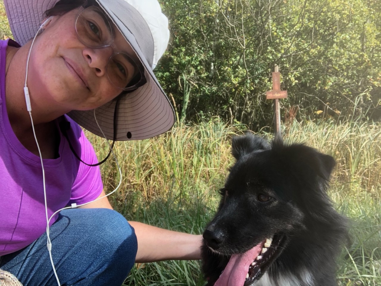 Carrie trekking close to home with her buddy, Nona