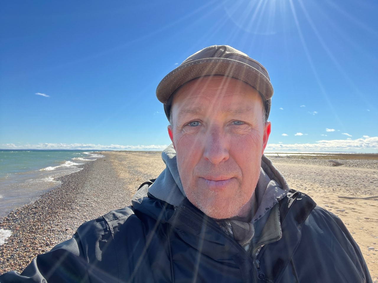Daryl trekking the Lake Superior shoreline