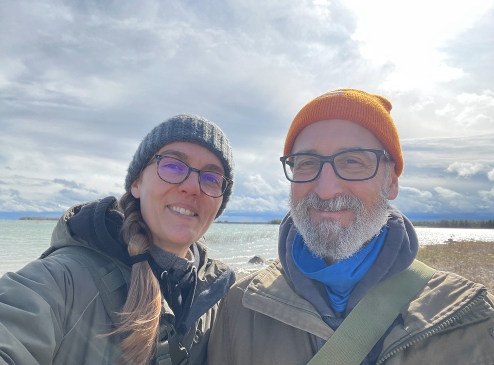 Adrianna & Damian trekking trails up in Presque Isle County